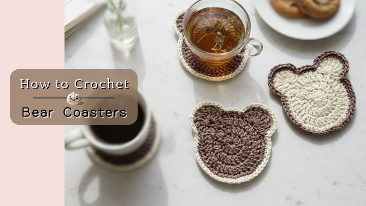 🐻 Easy Crochet Bear Coaster – Full Tutorial + Pattern & Diagram!