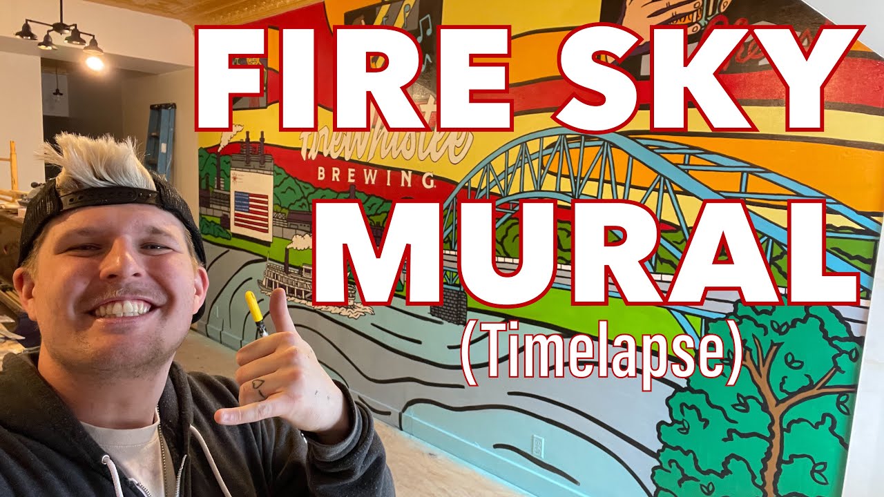 My FIRE SKY Mural for Firewhistle Brewery  (Timelapse)