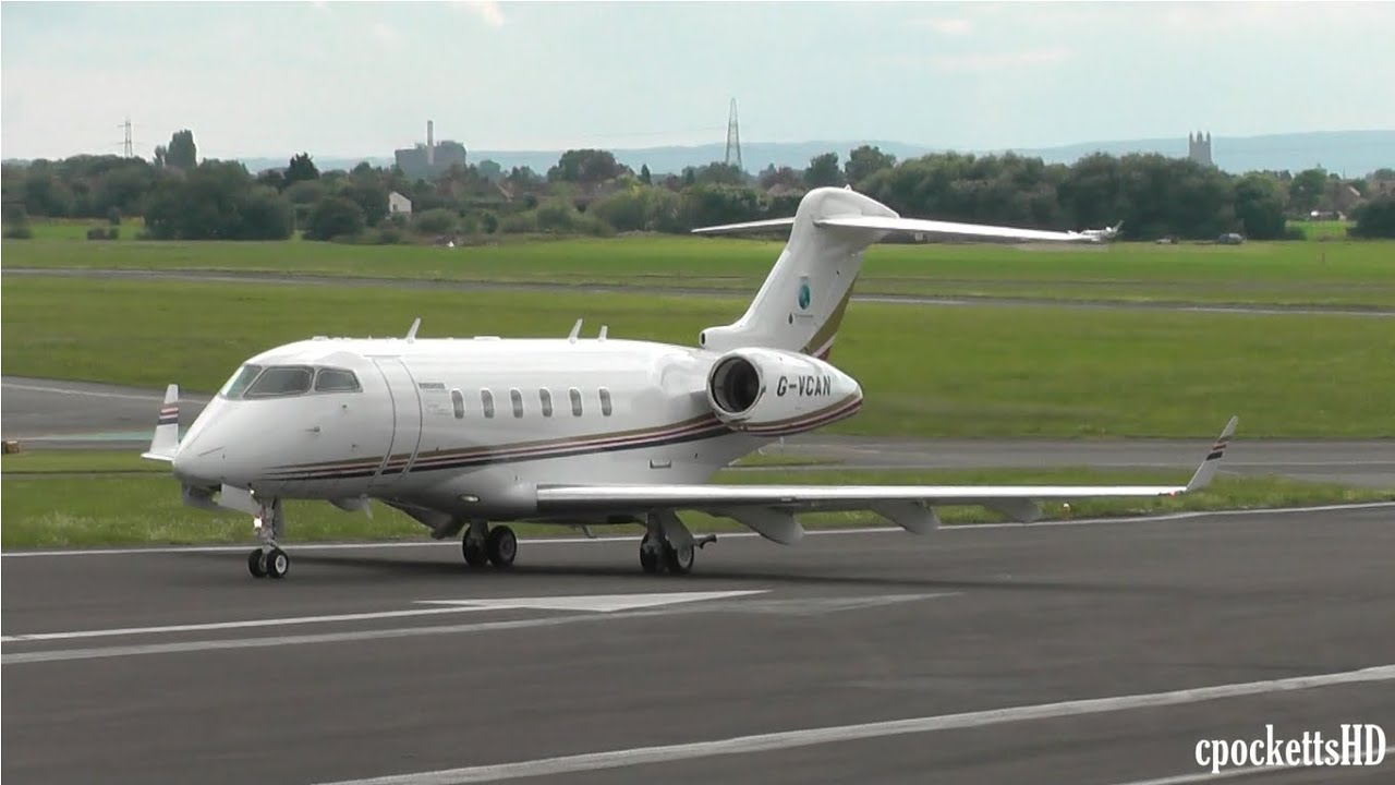 Bombardier Challenger 300 G-VCAN - Landing and Powerful Take off - Gloucestershire Airport