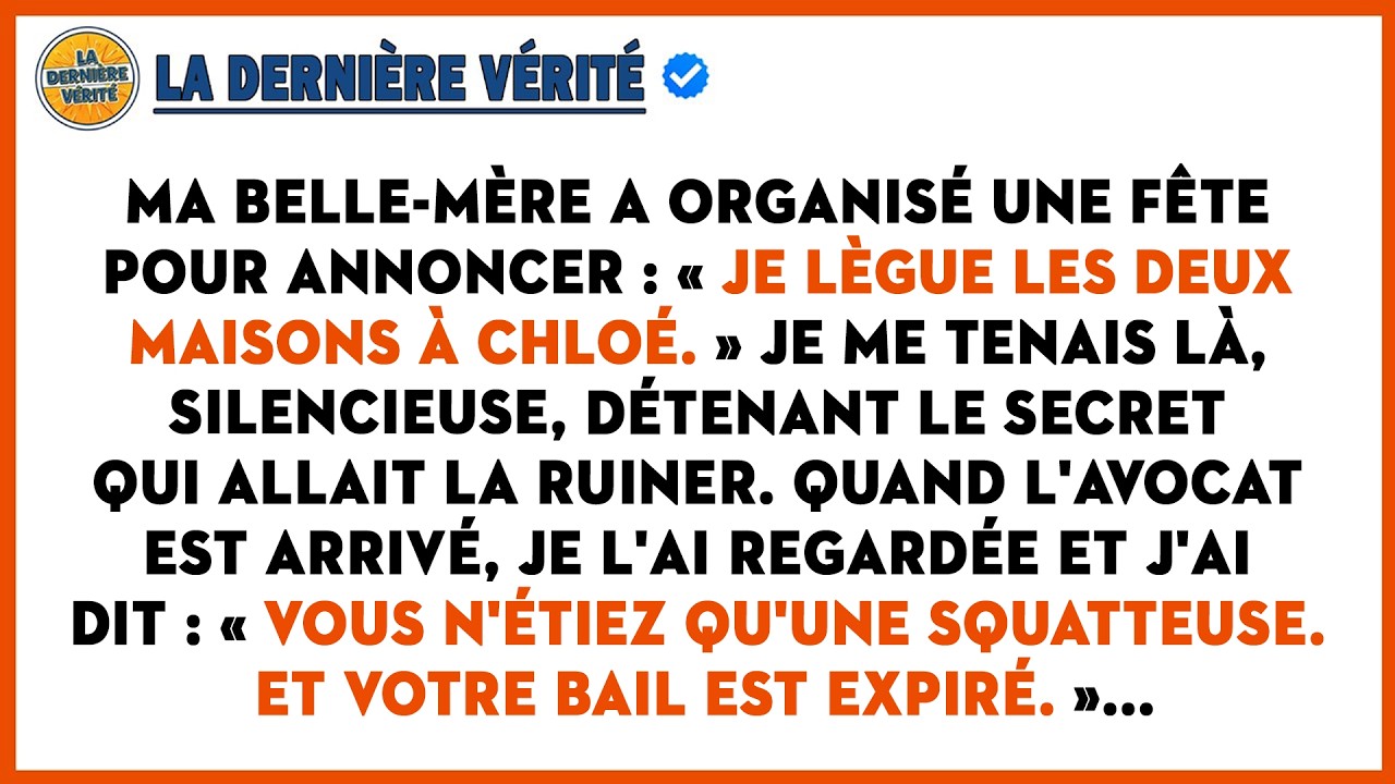 Ma Belle-mère A Dit : « Les Deux Maisons Reviennent À Vanessa », J'ai Répondu: « C'est Drôle, Car...