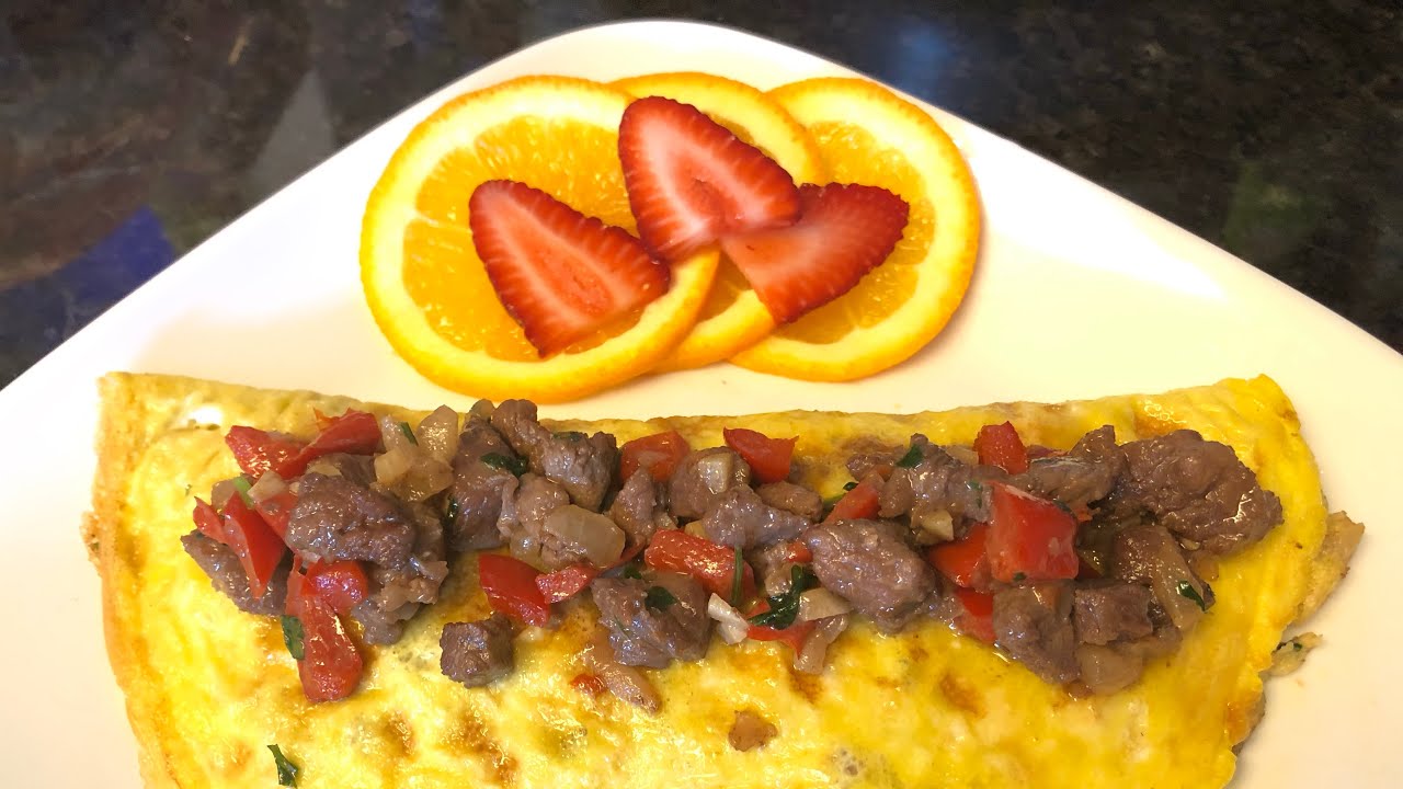 Omelette con bistec 🥩 ¡Una delicia!😋 Me queda tan rico que lo comería todos los días 😋