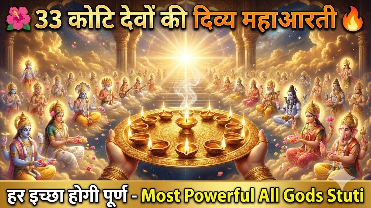 🌺 33 कोटि देवों की दिव्य महाआरती 🔥 | हर इच्छा होगी पूर्ण - Most Powerful All Gods Stuti