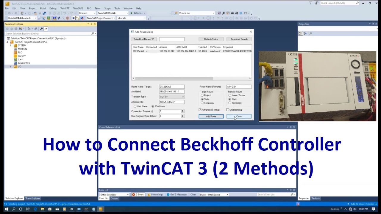 BK04. Как подключить контроллер Beckhoff с помощью TwinCAT 3 (2 сценария)