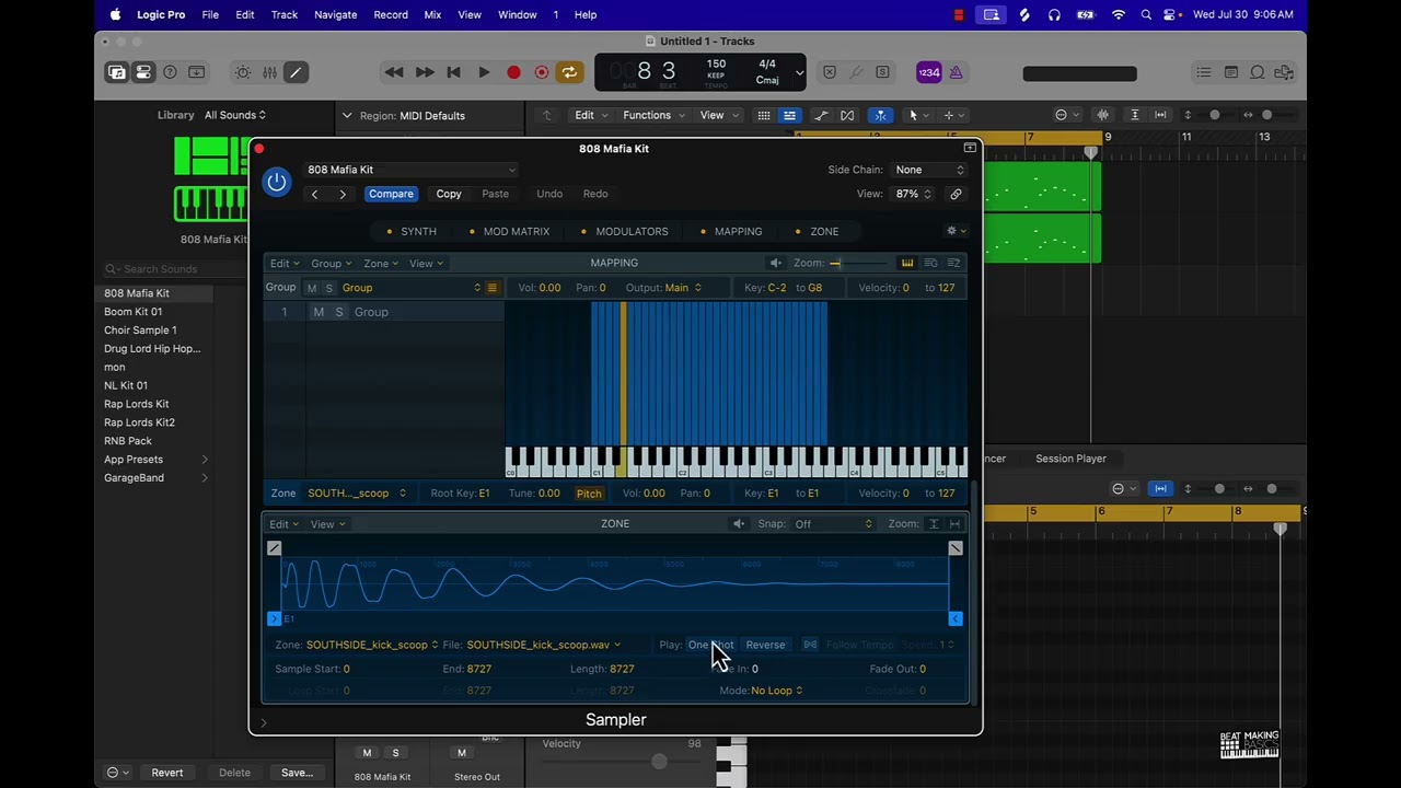 Making A Beat In 10 Minutes or Less In Logic Pro 11 - Trap Type Beat Part 1