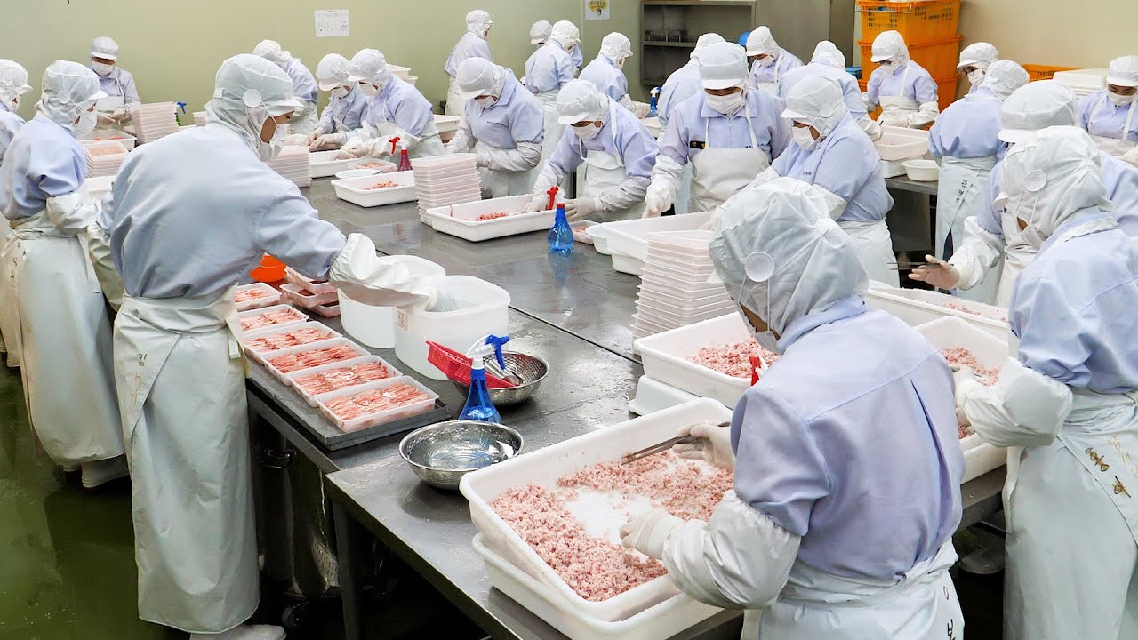 удивительный корейский завод по переработке красного снежного краба - Корейская уличная еда