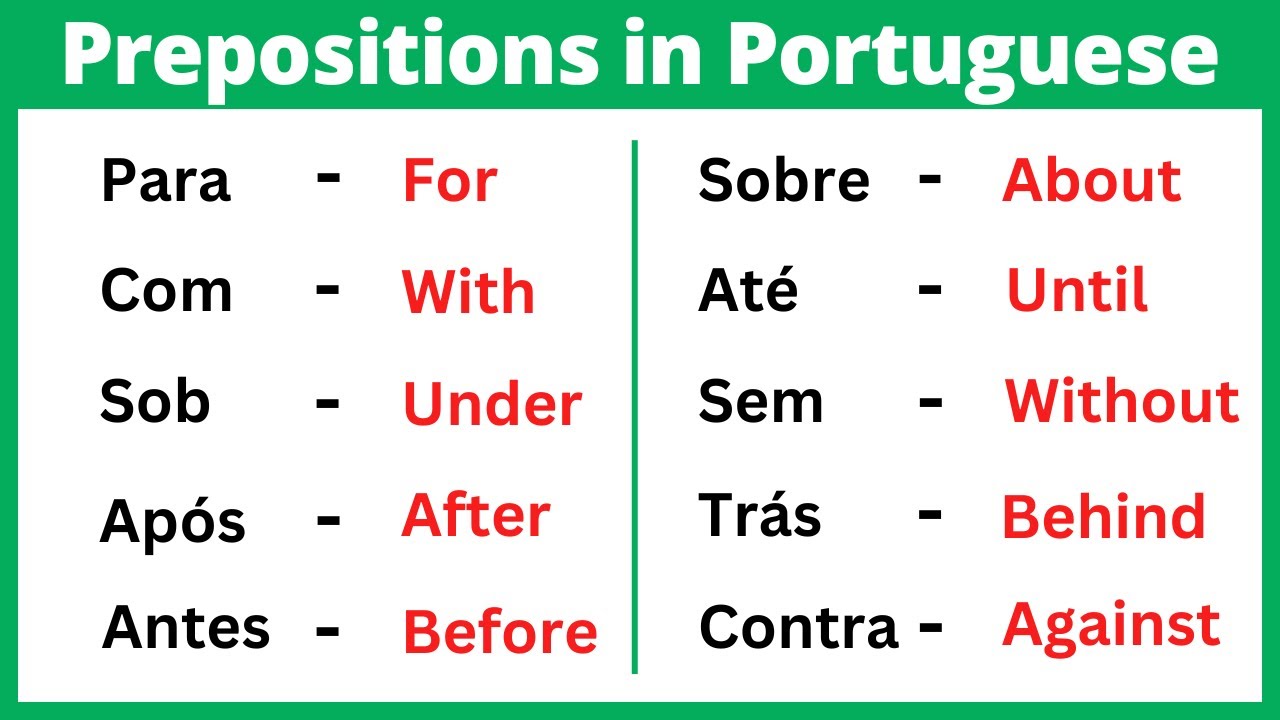 17 Most Common Portuguese Prepositions