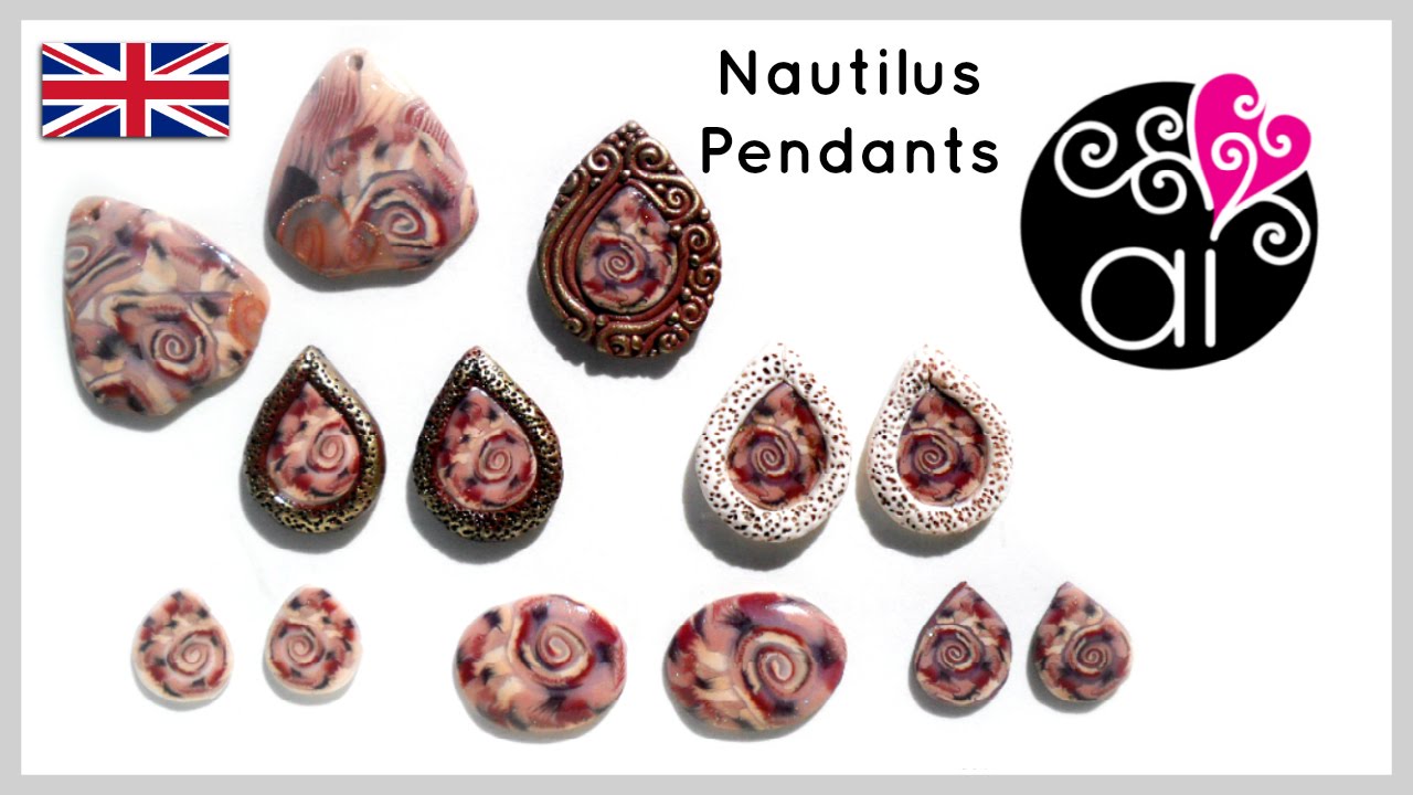 Polymer Clay Tutorial | Ammonite Cabochon | Nautilus Pendants | Embedding with Fimo | ENGLISH