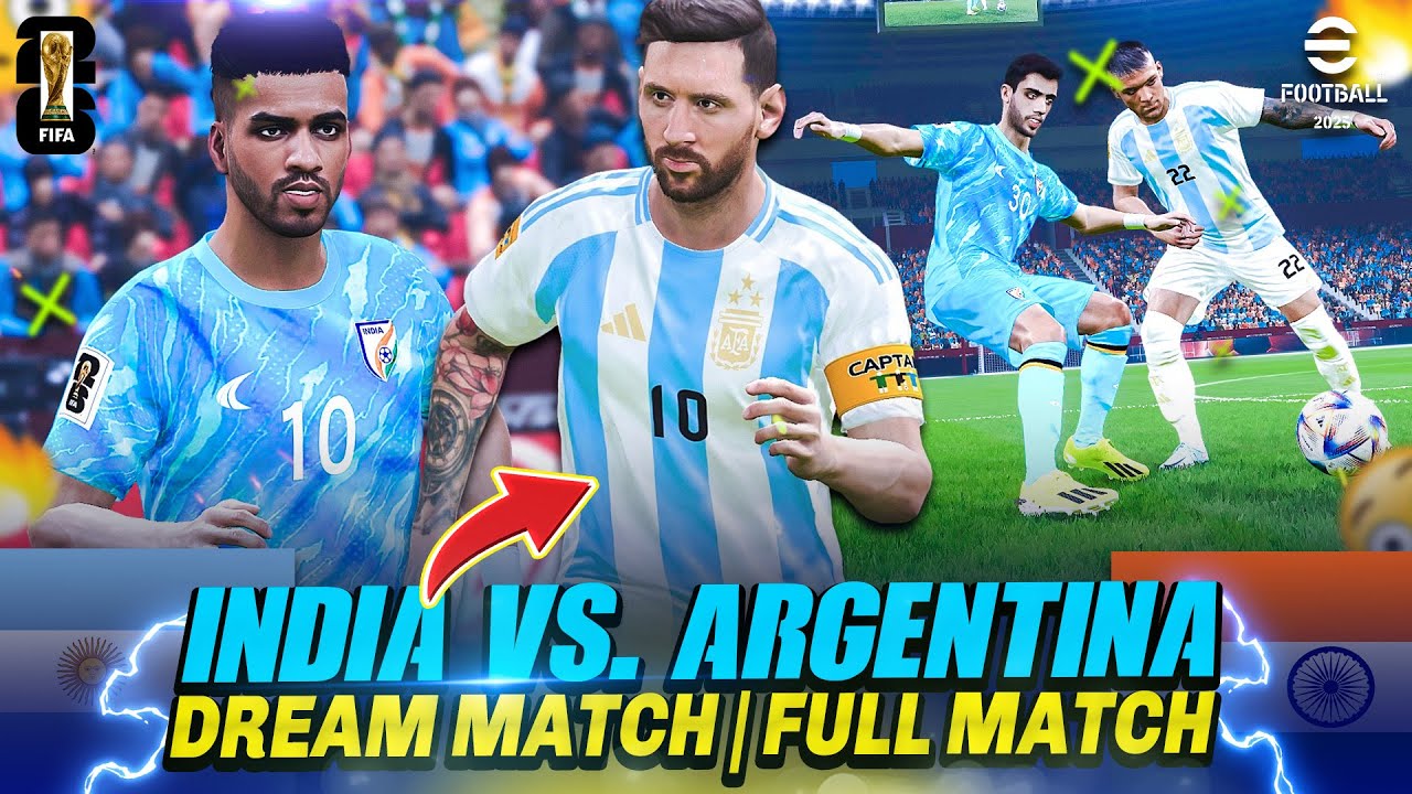 ⚡India vs. Argentina : FIFA World Cup 2026 | Football Life 2025 | Full Match | Simulation PES 🔥