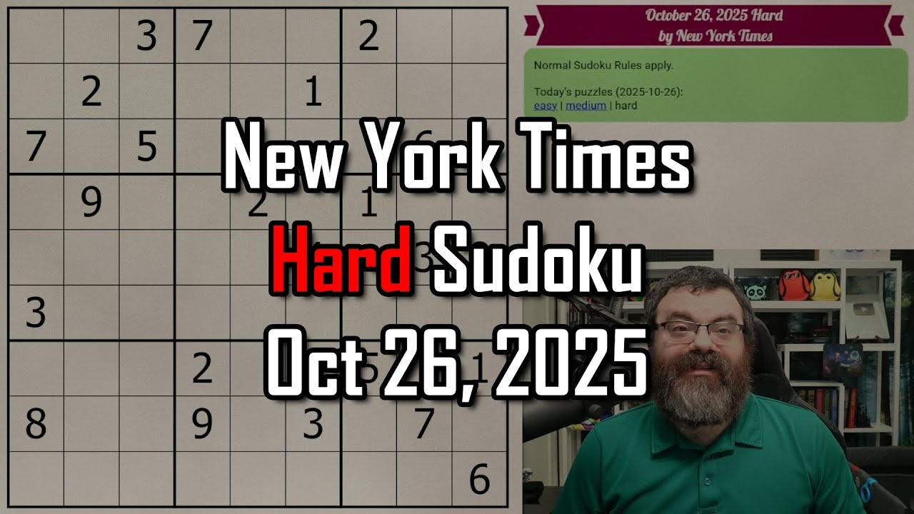 NYT Hard Sudoku Walkthrough | Oct 26, 2025