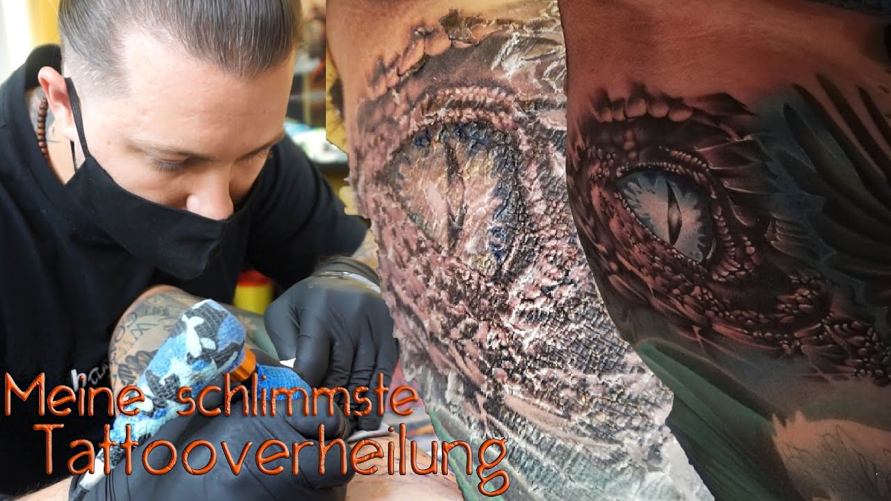 Meine SCHLIMMSTE Tattooverheilung 💉 Drachentattoo am inneren Oberschenkel 💉 Live beim Stechen dabei