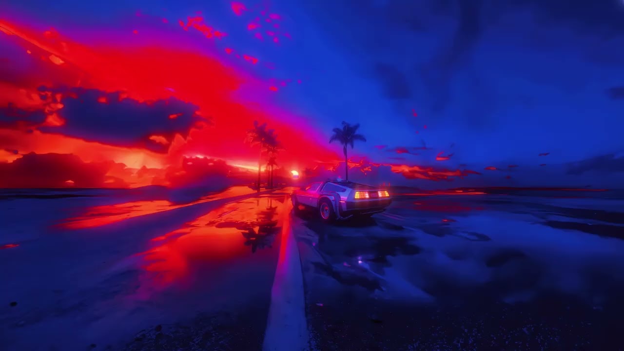 Vice City LoFi ~ Wet Road Palms Twilight (Pink Purple Reflections Drive)