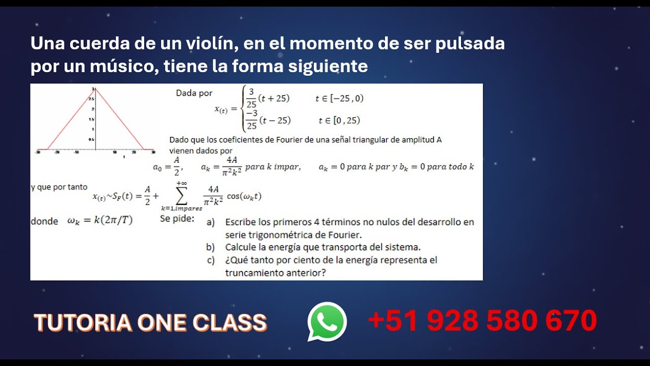 Serie de Fourier de una señal triangular  y cuerda de un violin| Ejemplo paso a paso