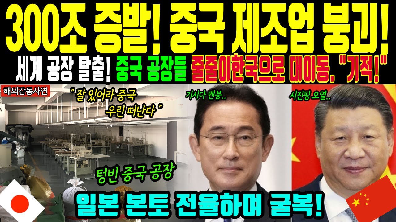 [해외감동사연] 중국 제조업 붕괴 300조 증발! 한국 대이동 기적에 일본 본토까지 전율하며 굴복