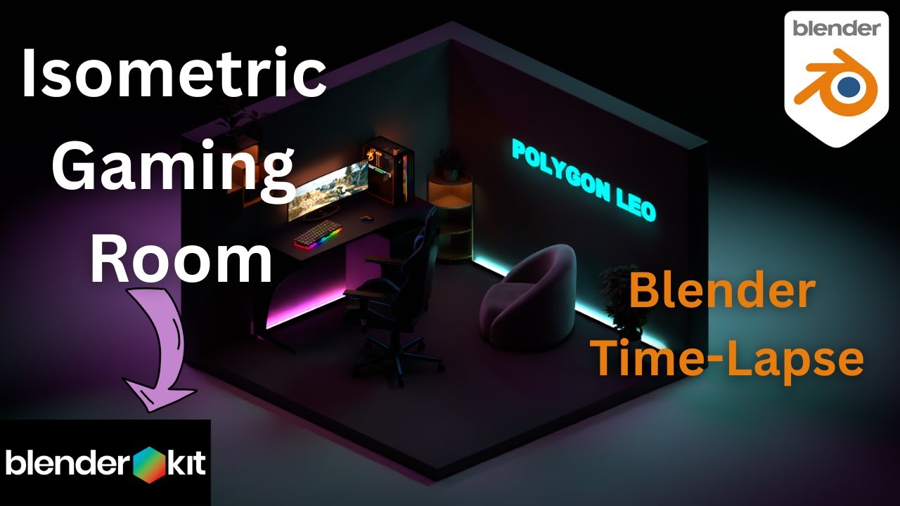 Blender Time-Lapse: Isometric Gaming Room Build | Polygon Leo