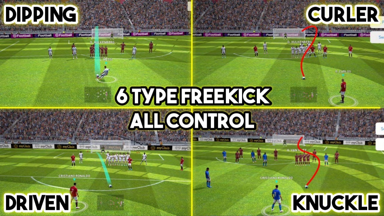 6 Type of Freekick Shots Tutorial (Classic & Advance Control) eFootball 2023 Mobile