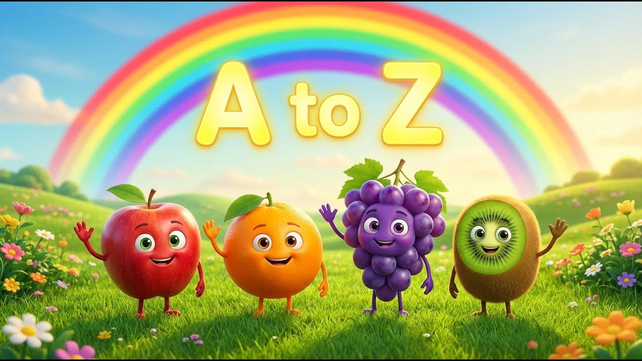 A to Z Fruits Name in English | Learn 26 Fruits for Kids 🍎🍌 
