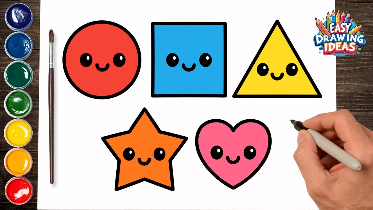 How to Draw 5 Cute Shapes - Easy Kawaii Drawing Tutorial for Kids
