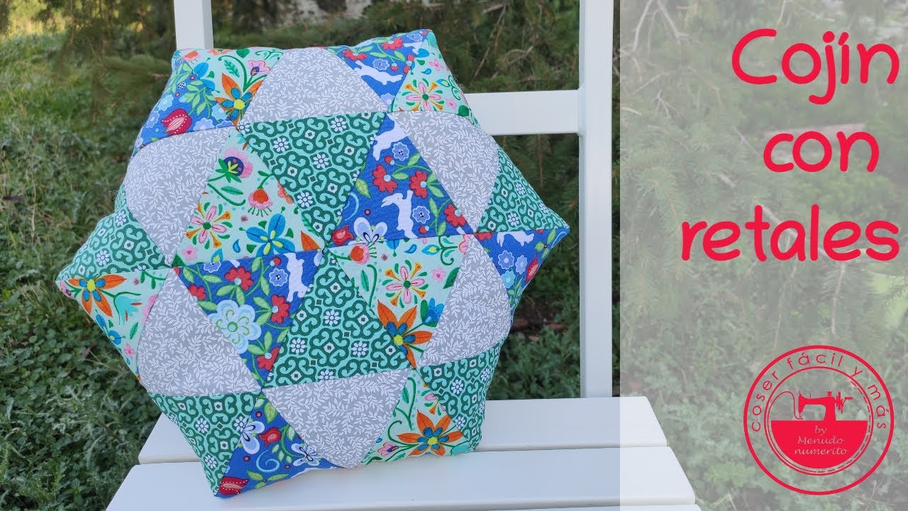 Cojín hexágonal con retales, patchwork fácil
