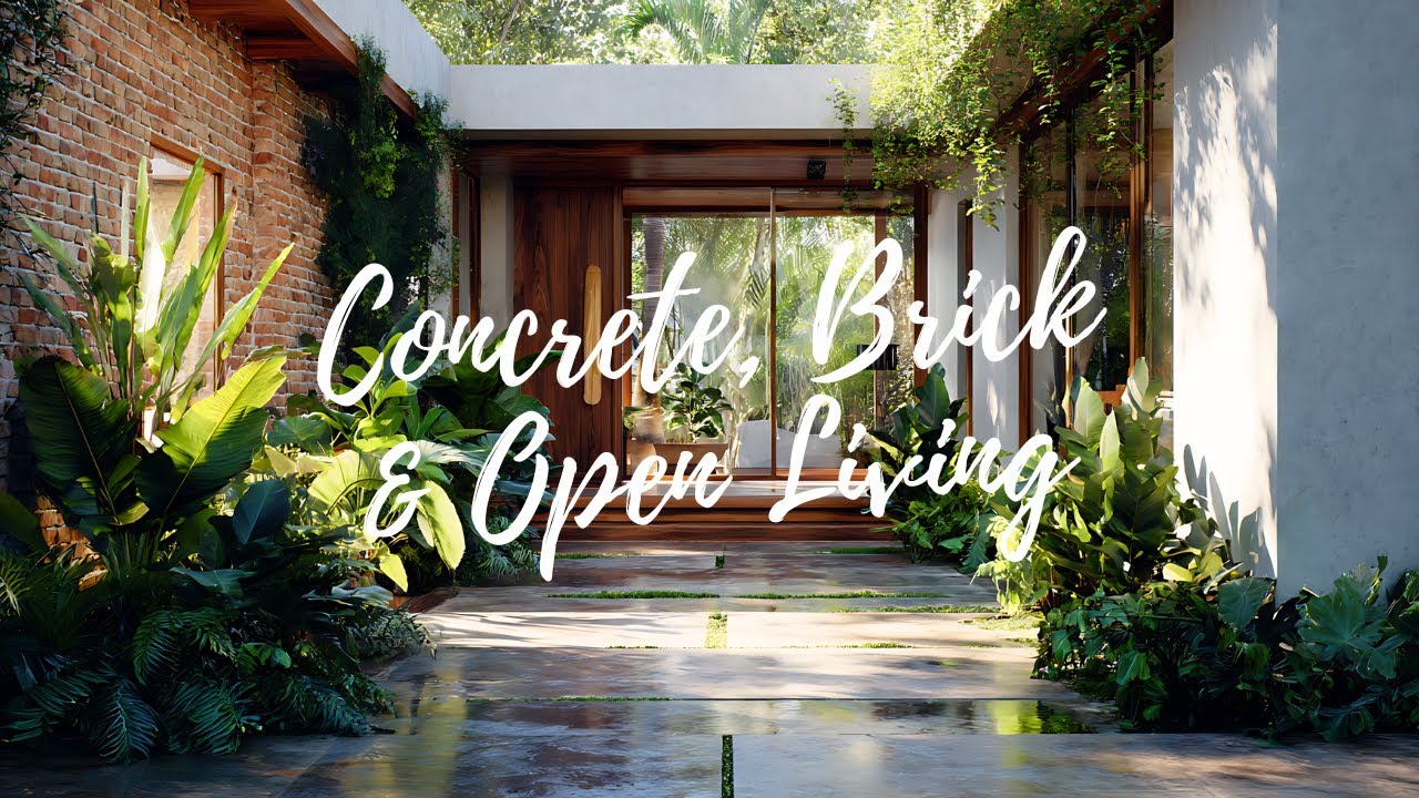 Home Tour: Stylish Small House in Brick & Concrete with Tropical Courtyard and Front Garden