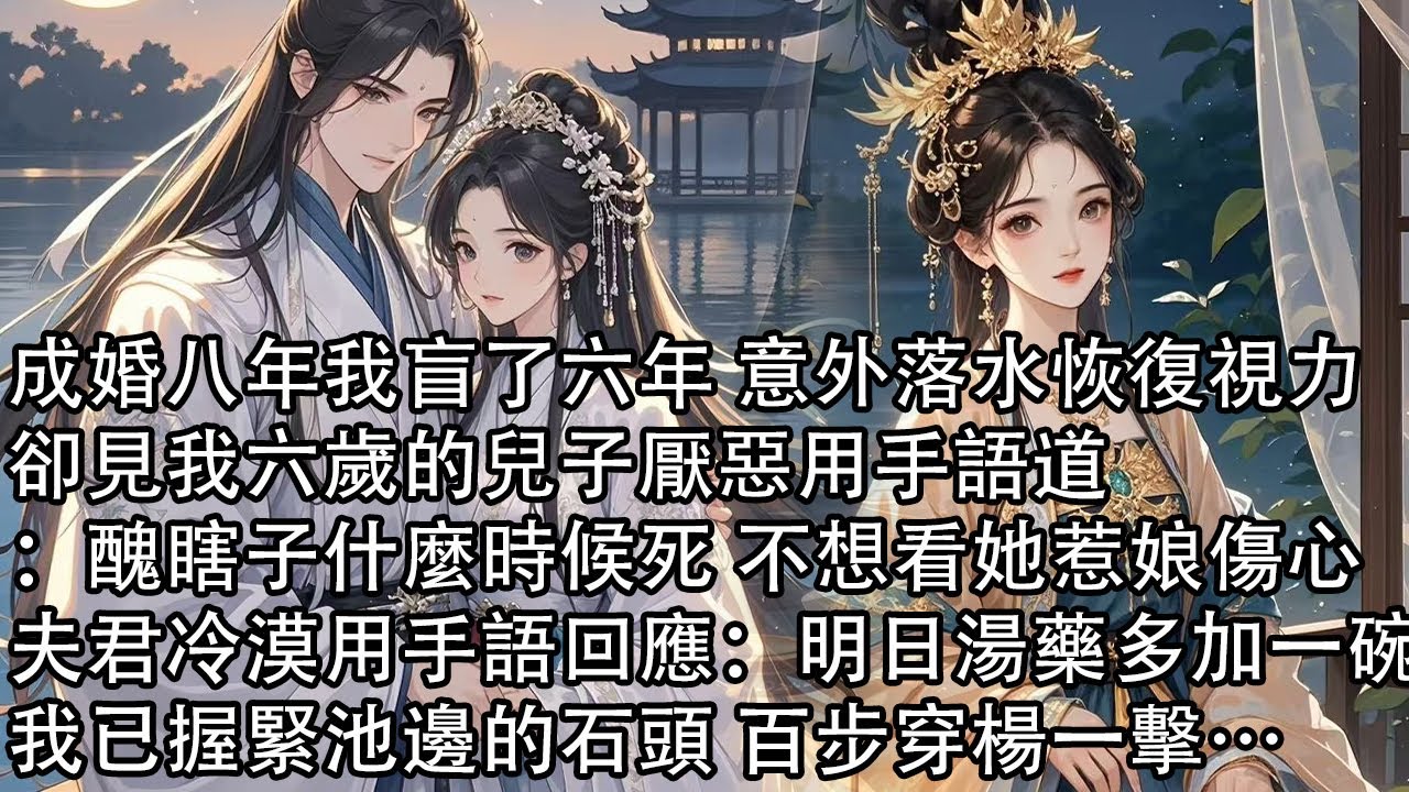 【一口氣看完】成婚八年我盲了六年 意外落水恢復視力，卻見我六歲的兒子厭惡用手語道：醜瞎子什麼時候死 不想看她惹娘傷心，夫君冷漠用手語回應：明日湯藥多加一碗，我已握緊池邊的石頭 百步穿楊一擊…