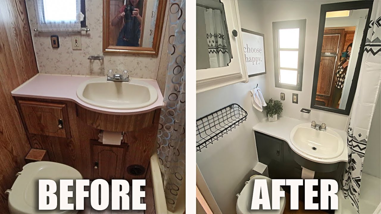 OLD TRAILER FIXER UPPER: Bathroom Renovation: Before and After