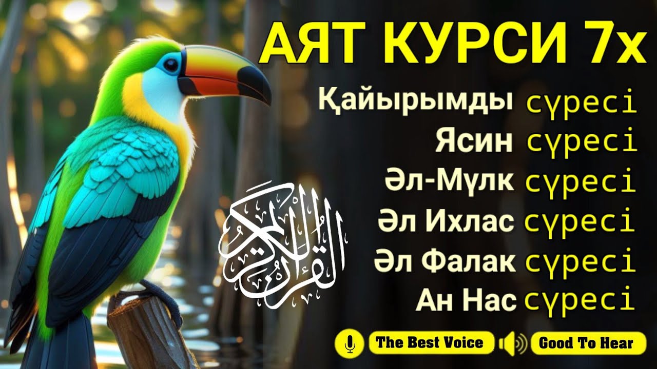 Сәттілік өлеңі | Әл-Мүлк, Ясин, Ар Рахман, Аят Курси, Әл Ихлас, Әннас сүресі