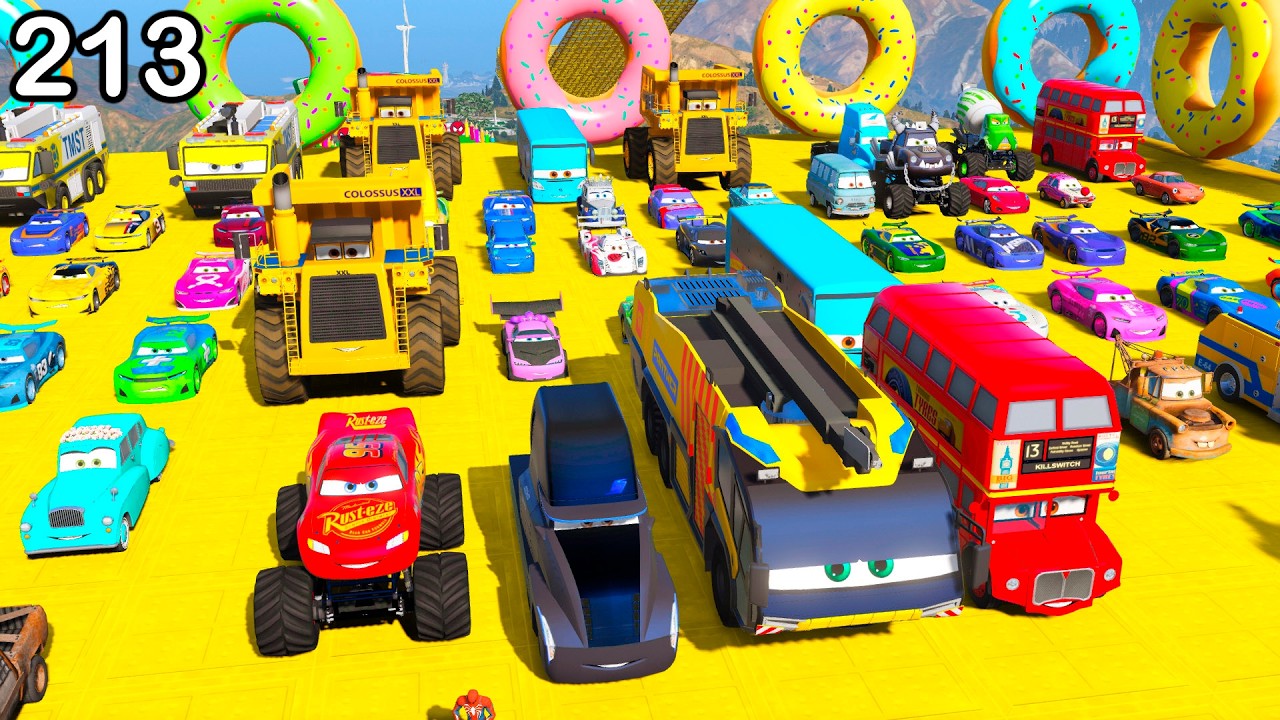 GTA V Mods Stunt Car Racing Challenge By SPIDER-MAN With Amazing DISNEY CARS AND MCQUEEN ep 212