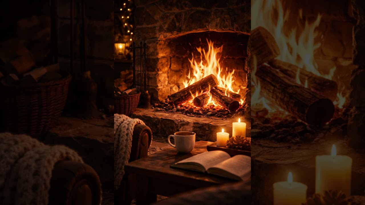 4K Relaxing Fireplace Ambience for Sleep ☕🔥 Warm Fire for Coffee, Reading & Deep Sleep
