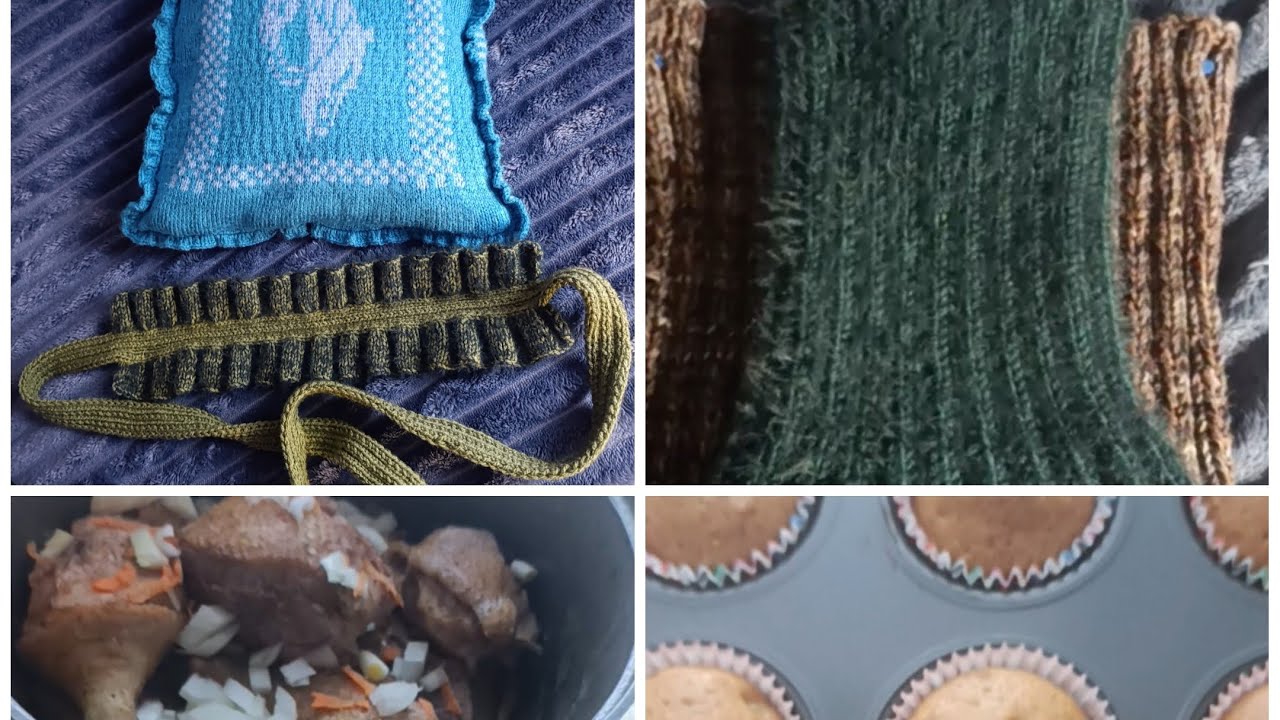 В'язально-кулінарний влог. Дві готових роботи. "Мімішний" шарфик за м.к.