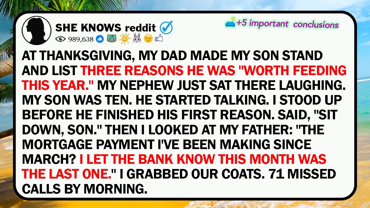 At Thanksgiving, My Dad Made My Son Stand And List Three Reasons He Was 