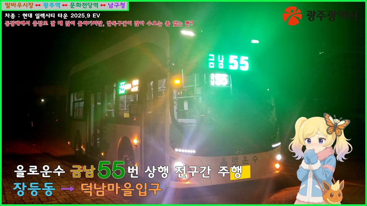 [버스 주행영상] 을로운수 금남55번 / 장등동 → 덕남마을입구 간 주행영상