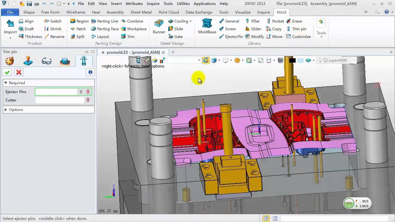 Mold tutorial for ZW3D 2013 - 7. Moldbase design III