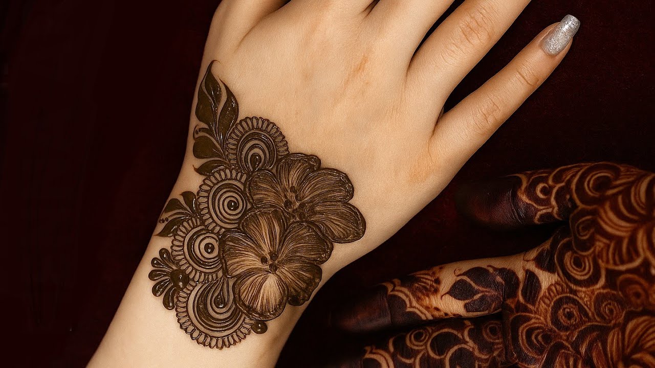 Beautiful Quick Henna Design For Back Hand | Easy And Simple Mehndi Design | hibiscus flower |Mehndi