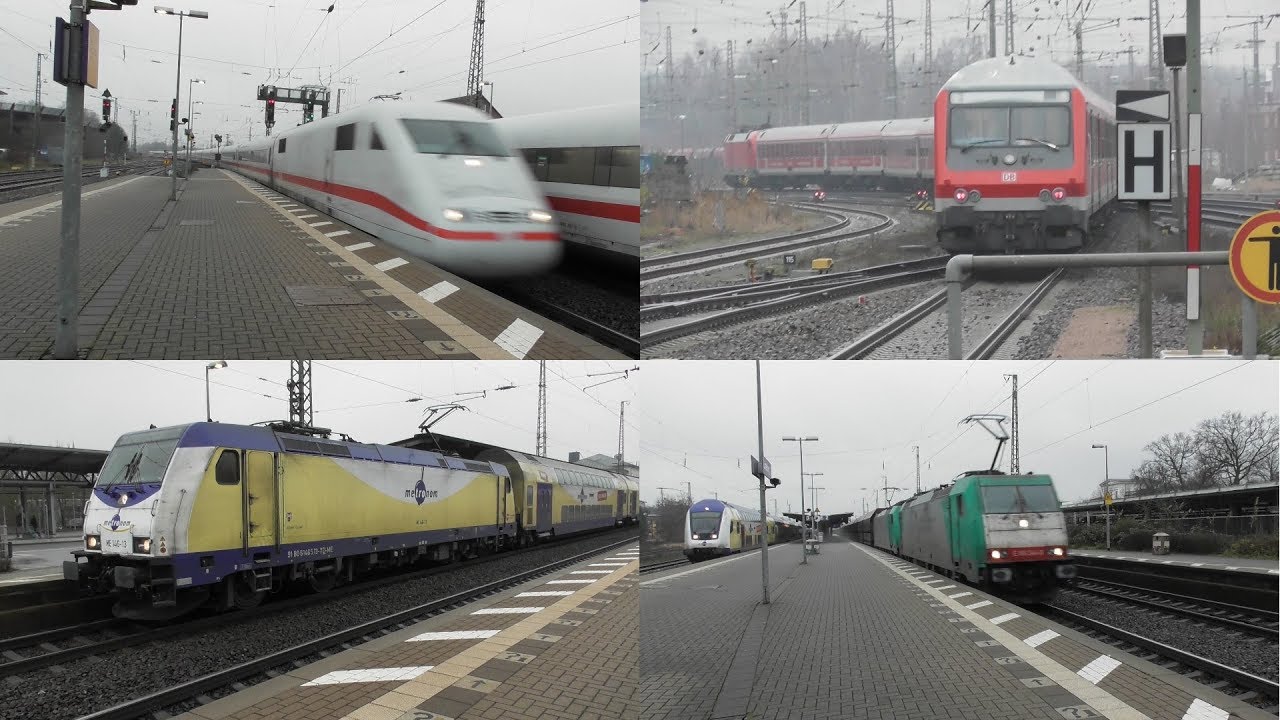 Bahnverkehr im Bahnhof Lüneburg(2018) mit IRE+ y-Wagen,ICE 1,Metronom und Güterzügen