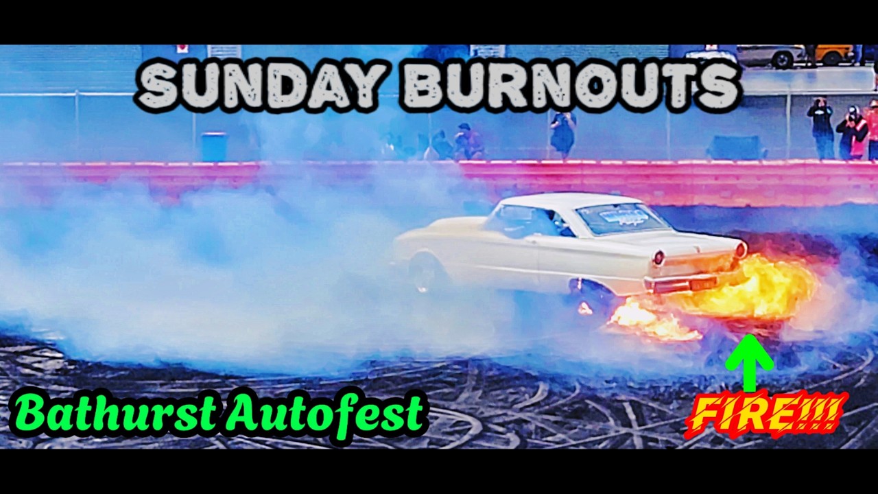 Sunday Burnout pad action at Bathurst Autofest