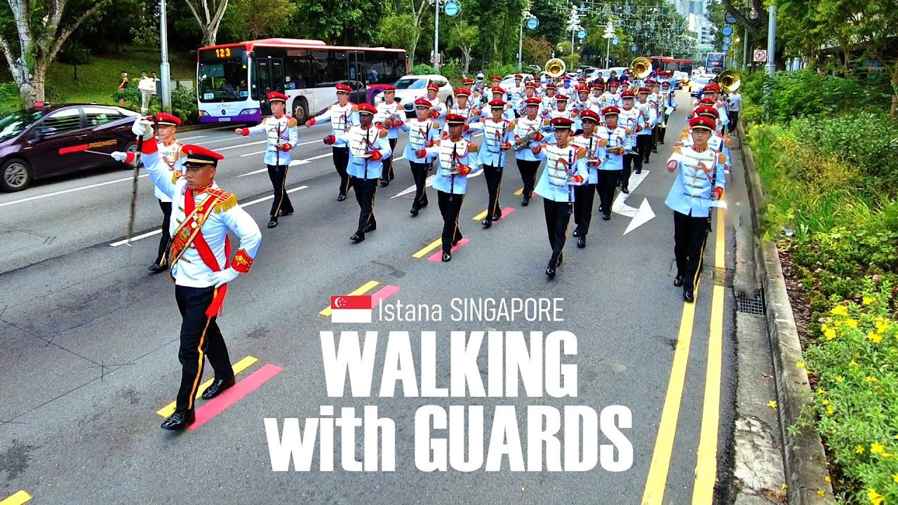Walking with Guards - Colonel Bogey March - Nov 2024 - Istana, Singapore 🇸🇬 - Virtual Walk [4K]