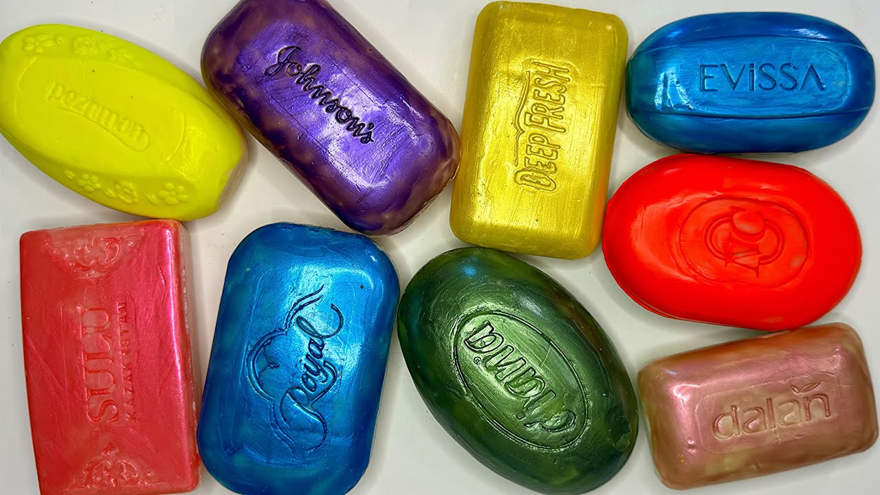 ASMR Soap / Cutting colored soap, painted soap / satisfying video / asmr cutting soap