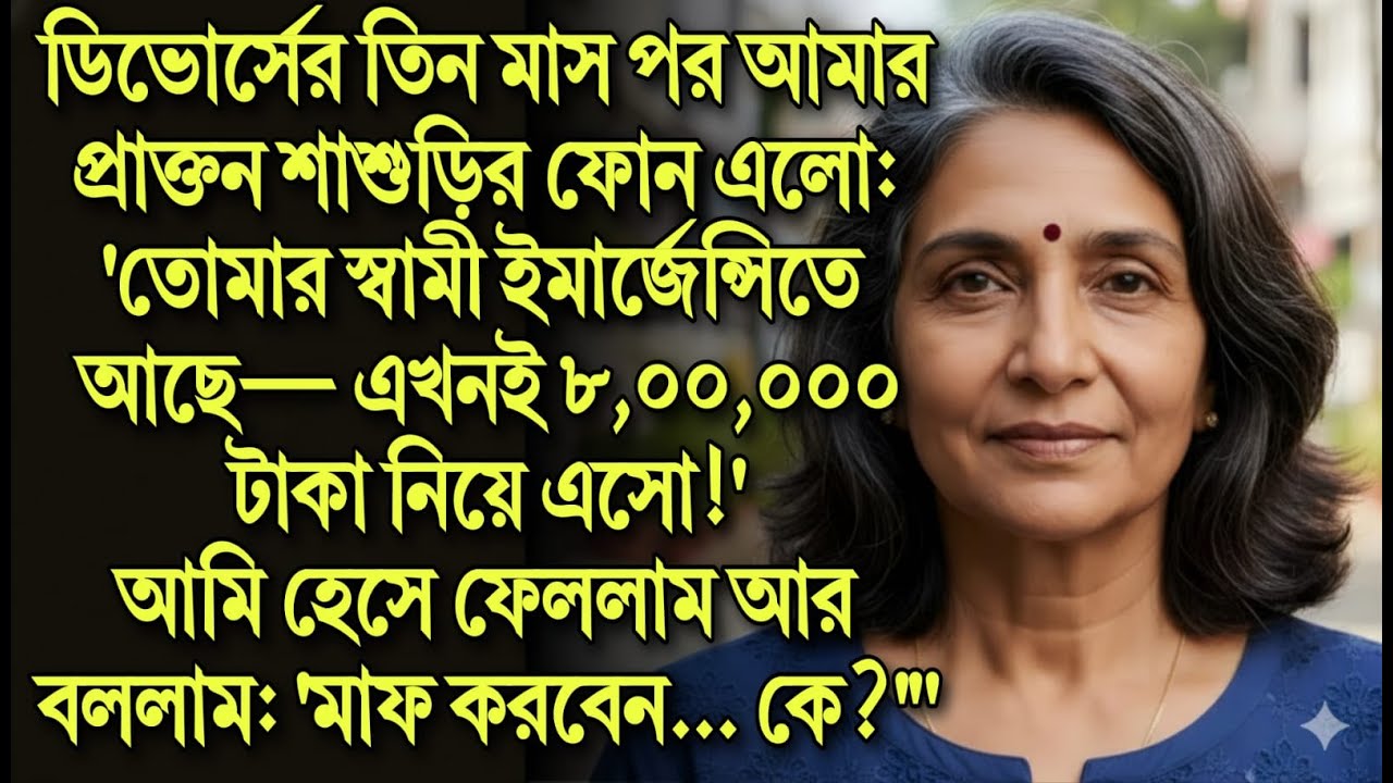 ডিভোর্সের তিন মাস পর আমার প্রাক্তন শাশুড়ির ফোন এলো: 'তোমার স্বামী ইমার্জেন্সিতে আছে— এখনই ৮,০০,০০০