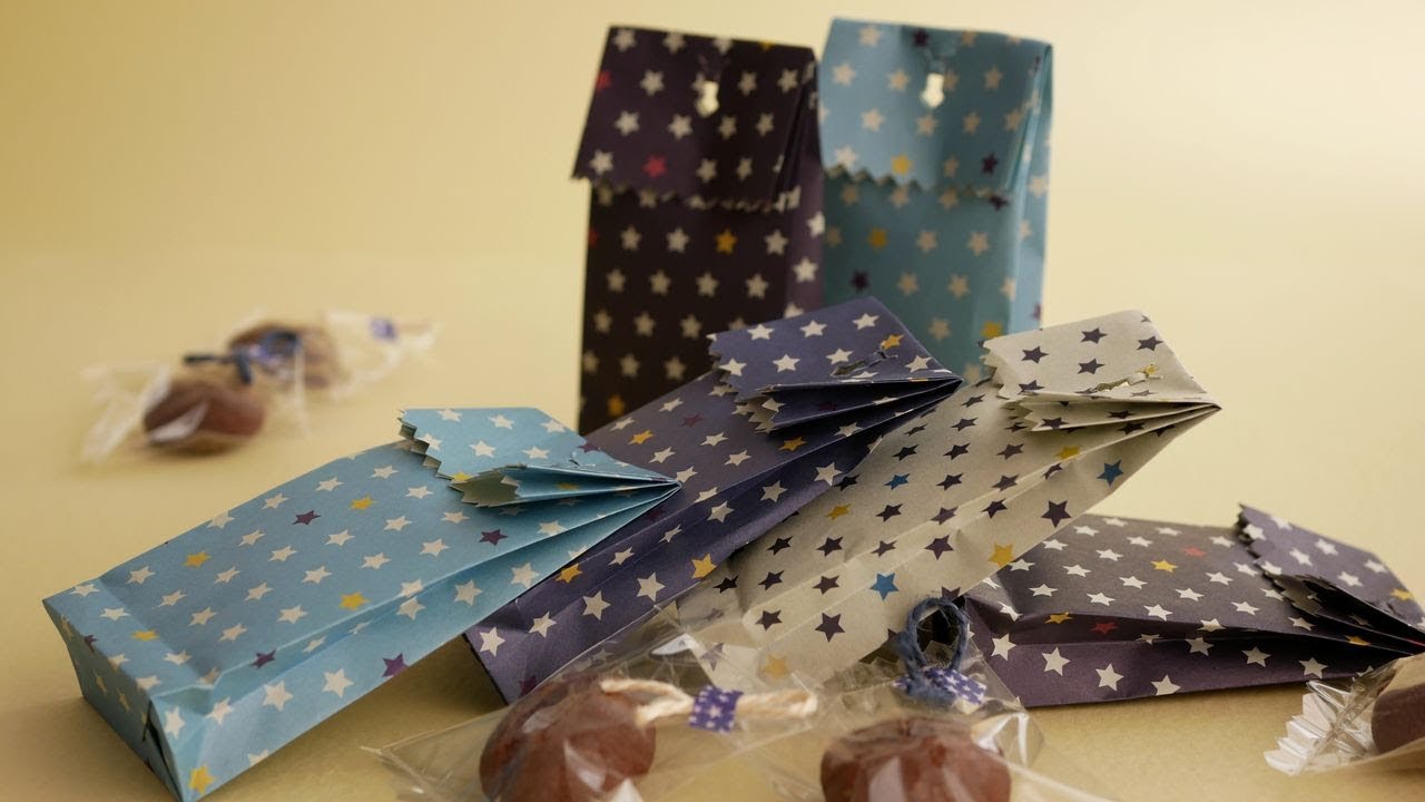 折り紙1枚で作るミニ袋♪ラッピング アイデア |  Origami wrapping idea