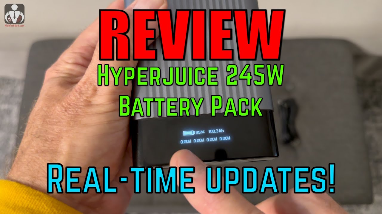Hyperjuice 245W USB C Battery Pack Review - portable battery with OLED display, 2x100W & 2x65W!
