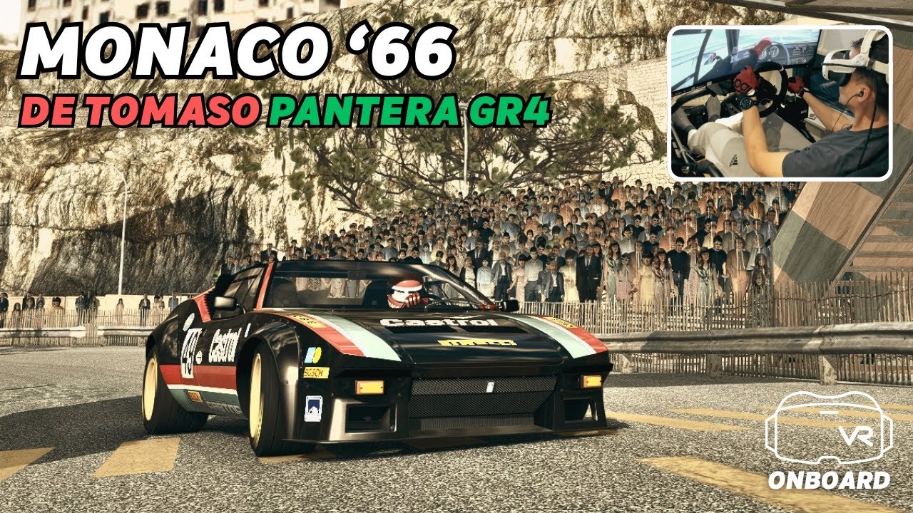 Testing 1972 De Tomaso Pantera Gr4 at 1966 Monaco with H-Shifter- VR Assetto Corsa