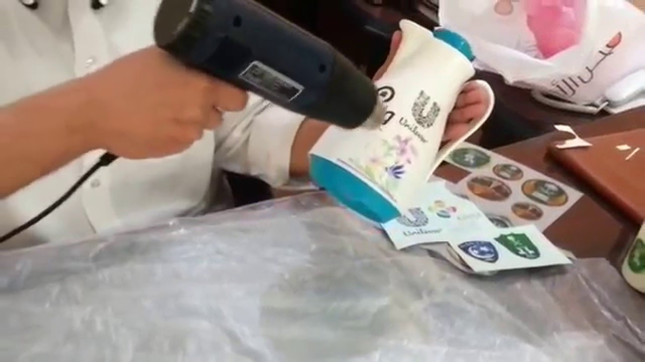 الورق المائي - الطباعة على البلاستيك - ترامس الشاي والقهوة - الشموع