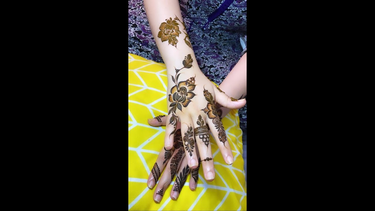 نقش حناء خليجي زواقة من ابداعي نقش خفيف للمبتدئات🥰