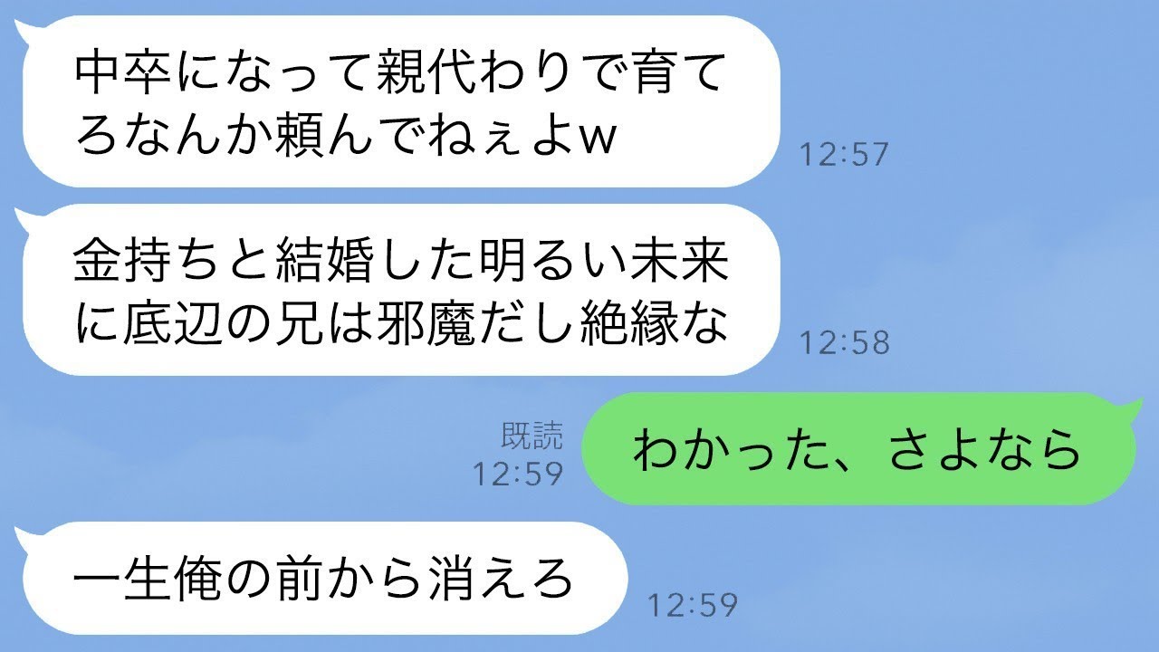 両親を亡くした兄は中卒で働きながら弟を育てていたが、大地主の娘と婚約した途端、弟は「俺の未来に貧乏なお前は要らない」と言って絶縁し、引っ越した結果、弟がひどい目に遭った。