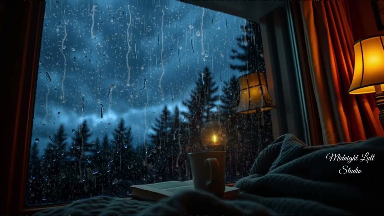 Cozy Rainy Night by the Window ☕ 🌧  Warm Lamp & Soft Rain