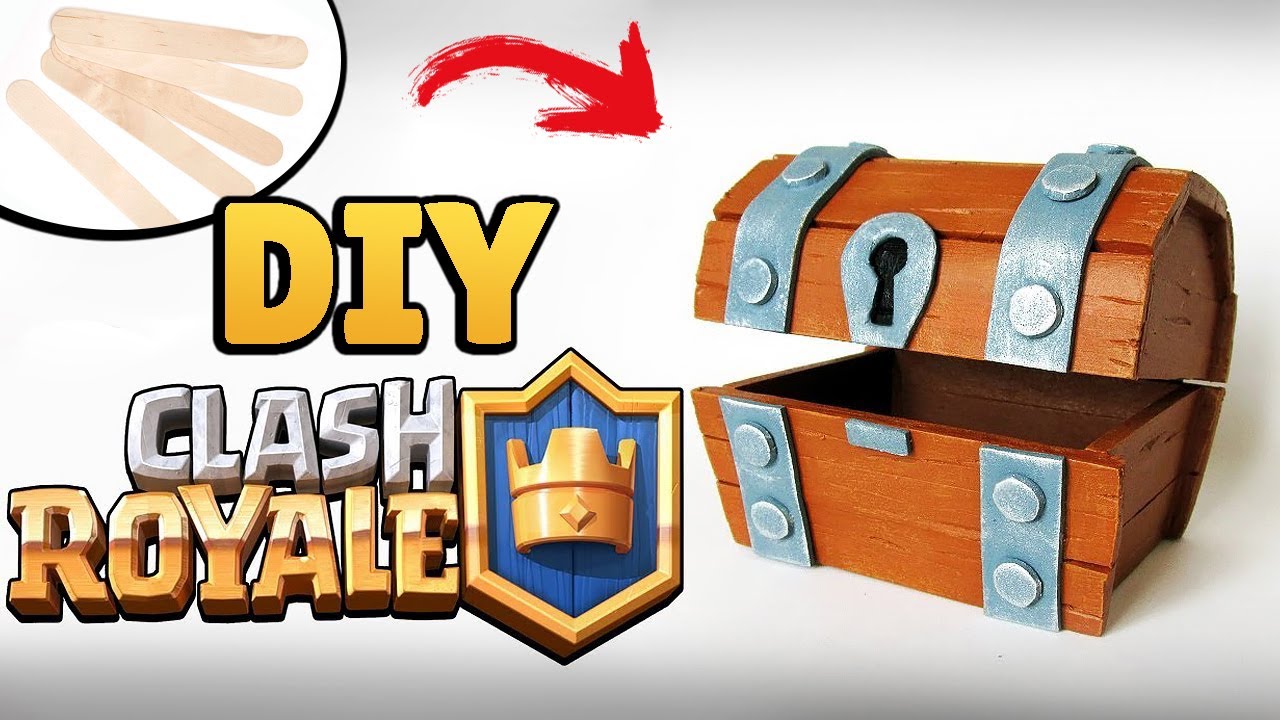 DIY: COMO FAZER BAÚ DE CLASH ROYALE com PALITOS DE PICOLÉ - Chest Tutorial | #diygames #diypalitos