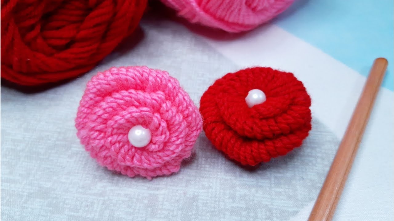 Hand Embroidery Amazing Trick With Pencil|Easy Woolen Flower Making Idea With Yarn 