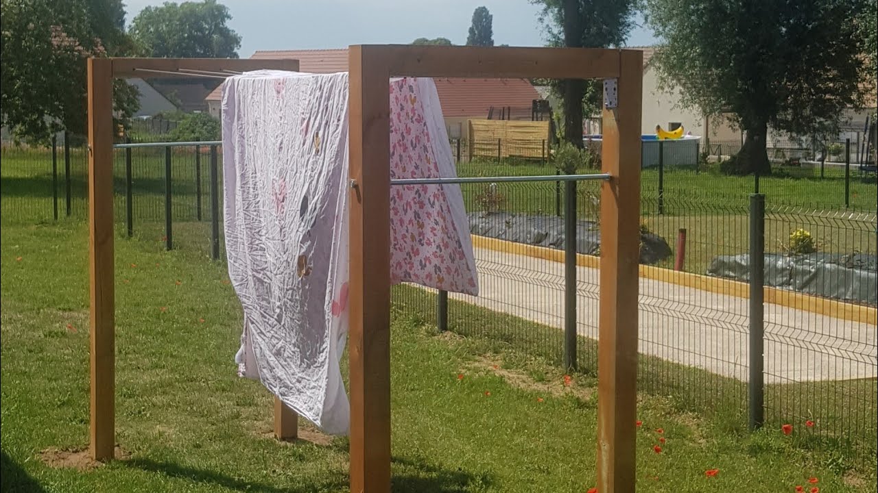 séchoir extérieur  👏👏👏😎/كيف صنعنا حبل للنشير سهل و راقي