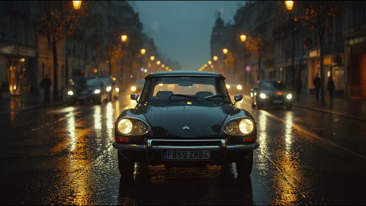 Paris Rainy Night Drive 🌧️ Citroën DS | Calm Vintage Music