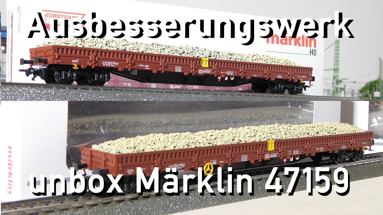 Ausbesserungswerk H0 Märklin unbox 47159 Eurotrain Wagenset Res X Gleisschotter, Wagen ohne Rungen